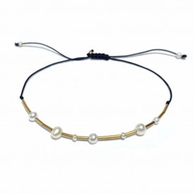 bratara Pearls Play din gold-filled de 14k/20 (aur filat) si perle de cultura