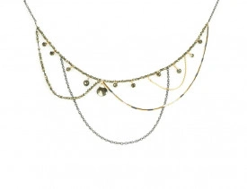 colier cu drapaje Supernova din gold filled de 14k/20 si argint cu pirite
