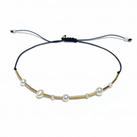 Bratara Pearls Play din gold-filled de 14k/20 si perle de cultura albe design Corina Mardari