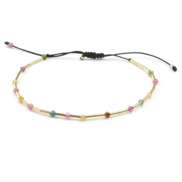 bratara ajustabila Candies cu turmaline multicolore din gold filled 14k /20 (aur filat)