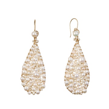cercei statement cu perle de cultura si gold filled 14k/20