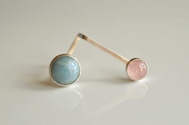 90° morganite and aquamarine open ring in sterling silver - Img 1