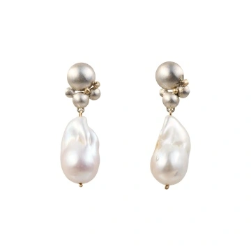 cercei cu perle keshi si diamante naturale in argint si aur 18k