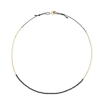 colier Caviar Bar din gold filled de 14k/20 si spinel negru