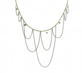 colier multi-layer Supernova din gold filled de 14k/20 si argint cu pirite