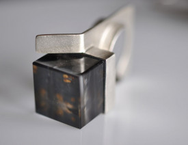 Magic Cube oxidized sterling silver quartz ring - Img 1