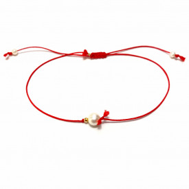Bratara in design minimalist, ajustabila, realizata manual cu sfera aur 14k si perle de cultura albe, Corina Mardari & moonSun project