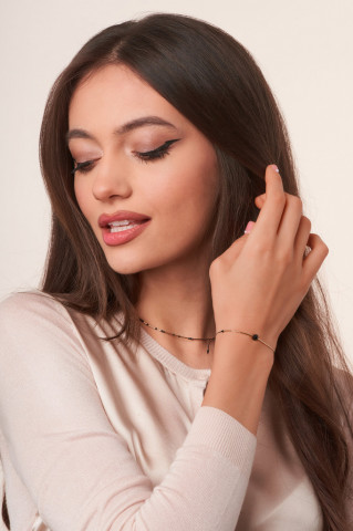 bratara reglabila pe snur din aur filat 14k/20 si spinel negru Corina Mardari
