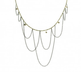 Supernova multilayered chain pyrite necklace in 14k/20 gold filled and sterling silver