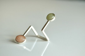 90° two beryls open ring in sterling silver
