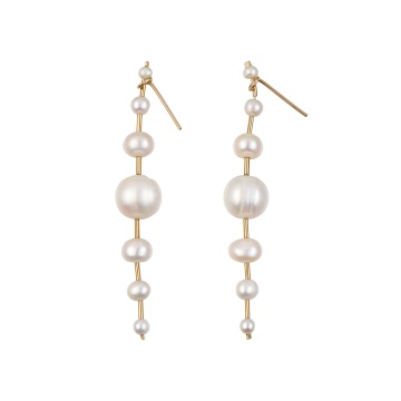 cercei cu perle de cultura si elemente din gold filled 14k/20