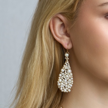 cercei statement cu perle de cultura si gold filled 14k/20 - Img 5