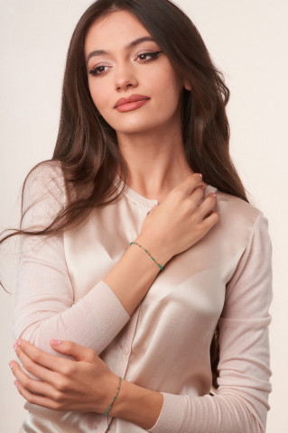bratara pe snur din gold-filled /aur filat de 14k/20 si onix verde