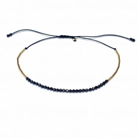 bratara Caviar Bar din gold filled de 14k/20 (aur filat) si spinel negru