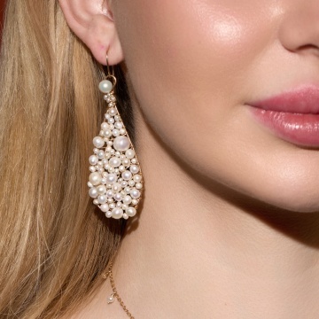 cercei statement cu perle de cultura si gold filled 14k/20 - Img 2