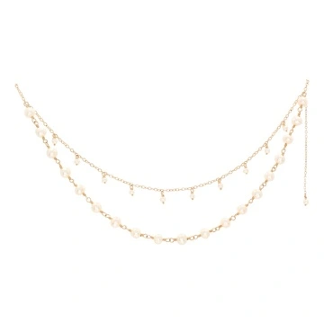 colier in dublu layer cu perle de cultura si gold filled de 14k/20