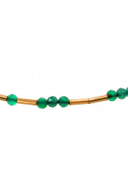 bratara pe snur din gold-filled /aur filat de 14k/20 si onix verde