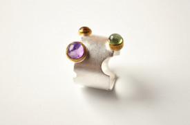 match point sterling silver three gemstones ring