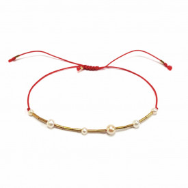 Pearls Play Bracelet in 14k/20 gold-filled red cord