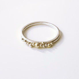 inel Sleeping Beauty din argint si granulatie aur 14k si argint