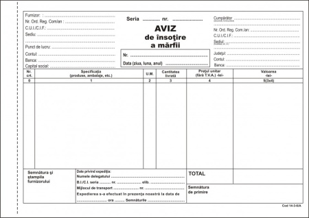 Aviz de insotire a marfii, nepersonalizat A5, 50set x 3ex, a-n - Img 4