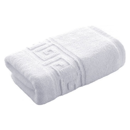 Set 5 Prosoape 50x90 cm Bumbac 500 g/mp Bordura Greceasca, Alb - Img 3