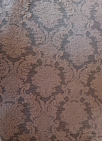 Husa elastica pentru coltar, cu volanas, model Jacquard Cappuccino - Img 4