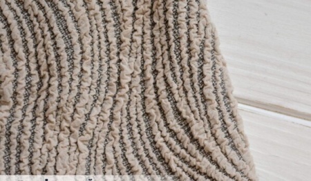Husa elastica pentru coltar, fara volanas, model Jacquard Bej in dungi - Img 3