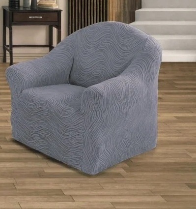 Husa elastica pentru canapea 3 locuri, fara volanas, model Jacquard Gri in dungi - Img 4