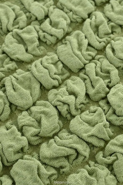 Husa elastica si creponata pentru 1 fotoliu, cu volanas, culoare Verde - Img 5