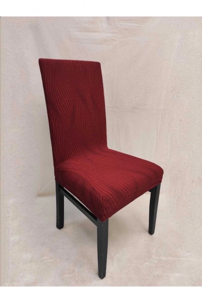 Set 6 huse elastice pentru scaune, model Jacquard, Bordo in dungi
