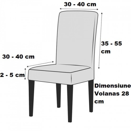 Set 6 huse elastice pentru scaune, cu volanas, model Jacquard Alb - Img 5