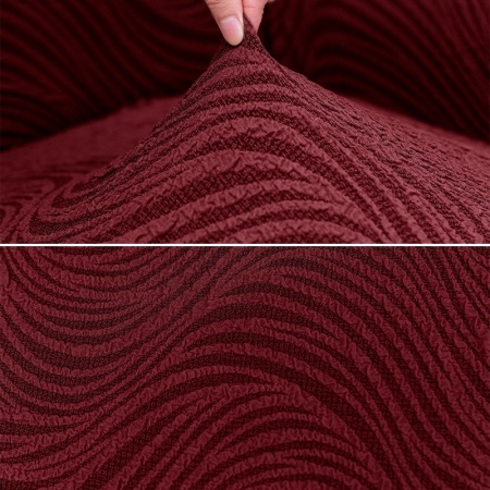 Husa elastica pentru canapea 3 locuri, fara volanas, model Jacquard Bordo in dungi - Img 5