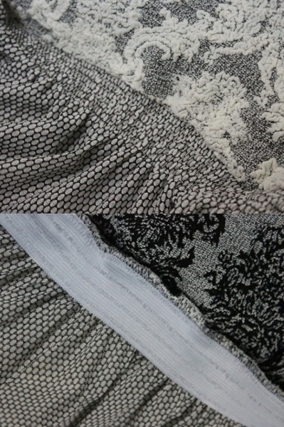 Set 6 huse elastice pentru scaune, cu volanas, model Jacquard Alb - Img 3