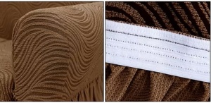 Husa elastica pentru fotoliu, cu volanas, model Jacquard Maro in dungi - Img 3