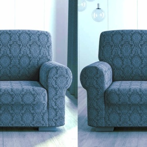 Set 2 huse elastice pentru fotolii, fara volanas, cu model Jacquard Cenusiu