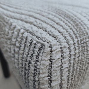 Set 6 huse elastice pentru scaune, model Jacquard Alb in dungi - Img 5