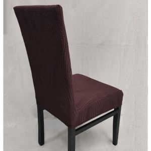 Set 6 huse elastice pentru scaune, model Jacquard, Maro in dungi - Img 3