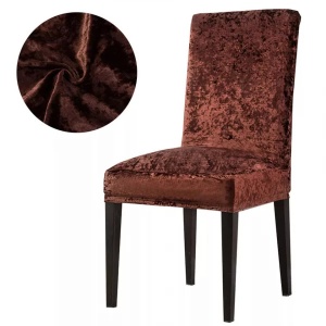 Set 6 huse pentru scaune, elastice si catifelate, culoare Maro