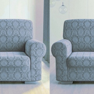 Set 2 huse elastice pentru fotolii, fara volanas, cu model Jacquard Gri