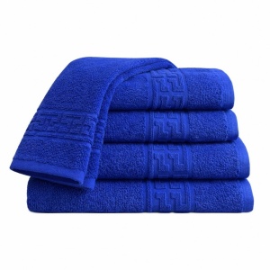 Set 5 Prosoape 50x90 cm Bumbac 500 g/mp Bordura Greceasca, Albastru