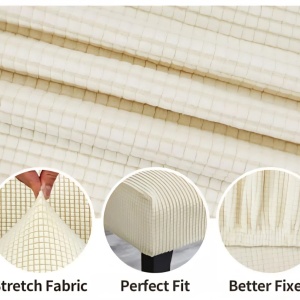 Set 6 huse elastice pentru scaune culoare Crem - Img 3
