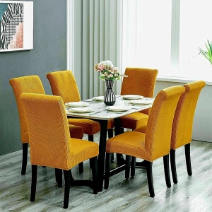 Set 6 huse elastice pentru scaune culoare Mustar