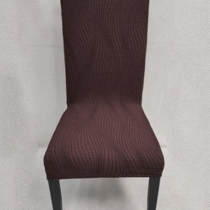 Set 6 huse elastice pentru scaune, model Jacquard, Maro in dungi - Img 4