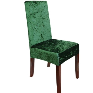 Set 6 huse pentru scaune, elastice si catifelate, culoare Verde