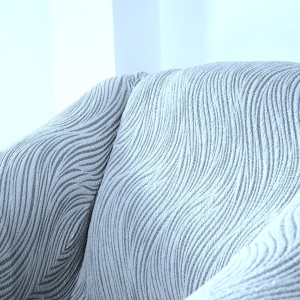 Set huse elastice pentru canapea 3 Locuri si 2 fotolii, cu volanas, model Jacquard Gri in dungi - Img 5
