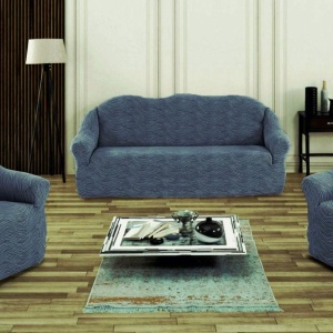 Set huse elastice pentru canapea 3 Locuri si 2 fotolii, fara volanas, model Jacquard Cenusiu in dungi