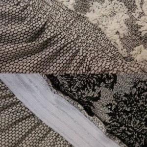 Husa elastica pentru canapea 3 locuri, cu volanas, model Jacquard, Bej Deschis - Img 5