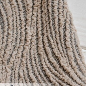 Husa elastica pentru coltar, fara volanas, model Jacquard Bej in dungi - Img 3