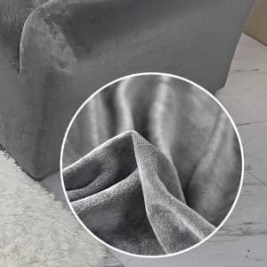 Husa elastica si catifelata pentru canapea 4 locuri + fata perna, culoare Bej - Img 2